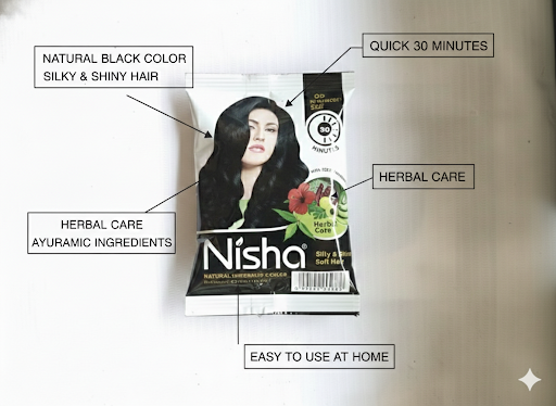 Nisha Herbal Hair Color – Natural Black | Silky & Shiny Hair in 30 Minutes