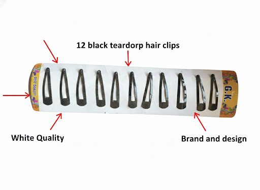 12 PCS Black Teardrop Hair Clips