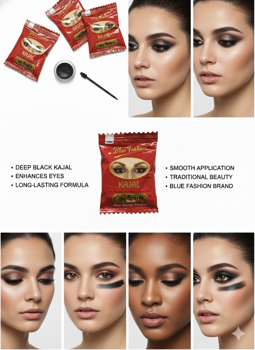 Deep Black Kajal – Long-Lasting Traditional Eye Makeup