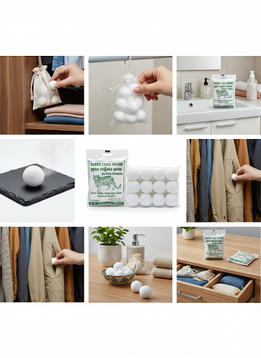 Naphthalene Balls for Clothes Storage – Set of 12 White Moth Balls