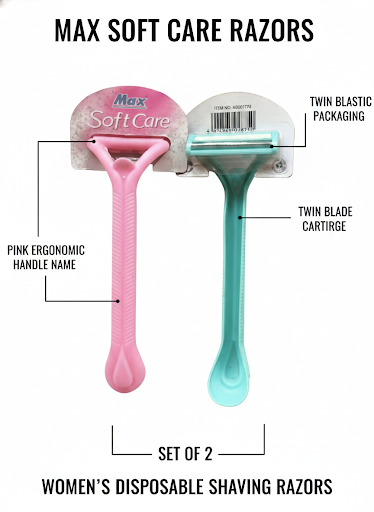 MAX SOFT CARE WOMEN’S DISPOSABLE RAZORS ( SET OF 2 RAZORS )