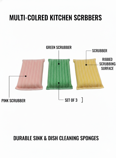 Kitchen Scrub Sponge Pack of 3