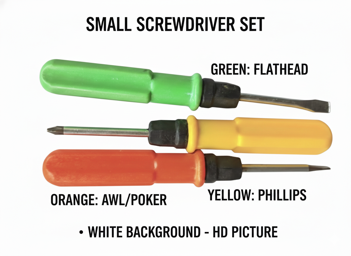 Mini Screwdriver Set 1 Pcs | Flathead, Phillips & Awl Tool Kit