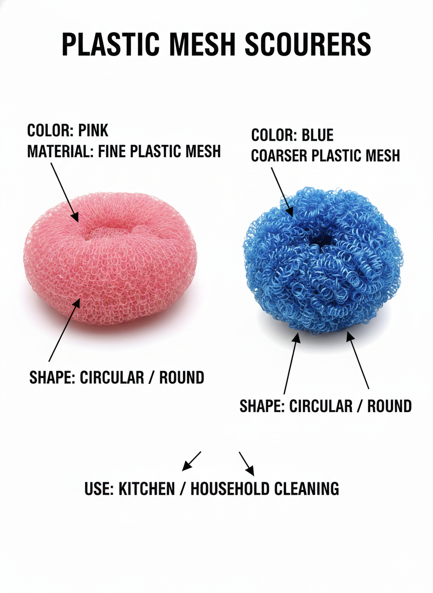 Plastic Mesh Dish Scourers – Non-Scratch Kitchen Cleaning Scrubbers