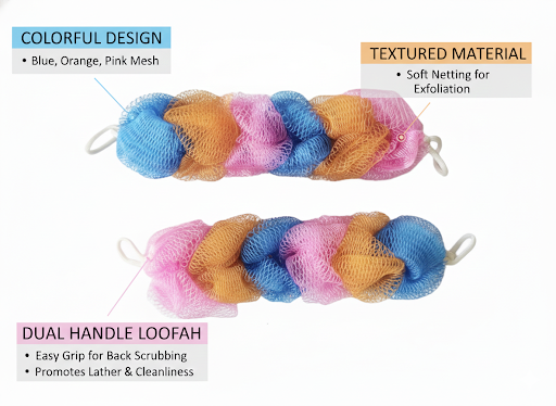 COLORFUL BATH LOOFAH SET
