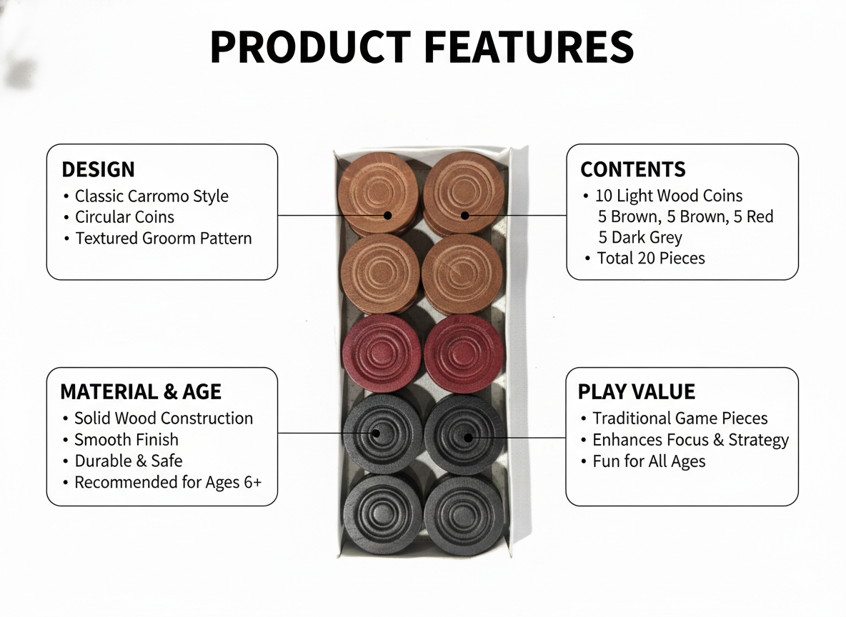 Traditional Carrom Board Coins