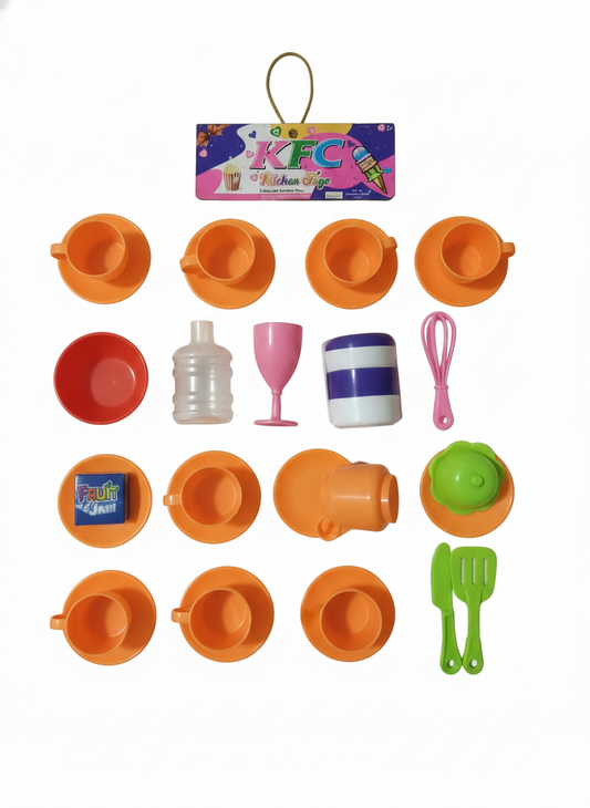 Kids Kitchen Utensils Play Set (24 Pieces) | Pretend Play Cooking Set with Cups, Plates, Jug & Accessories