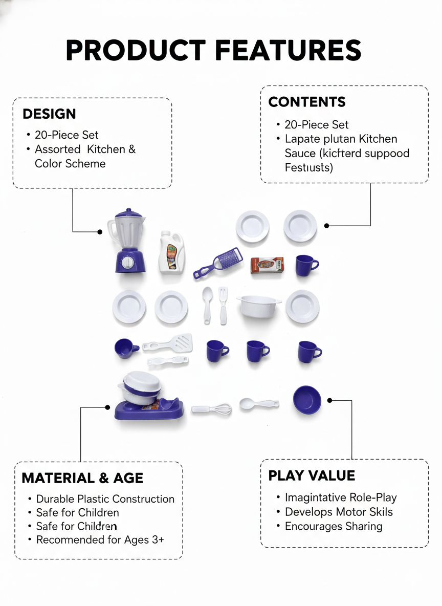 Mini Kitchen Toy Set for Boys & Girls | Educational Role Play Toy (Multicolor)