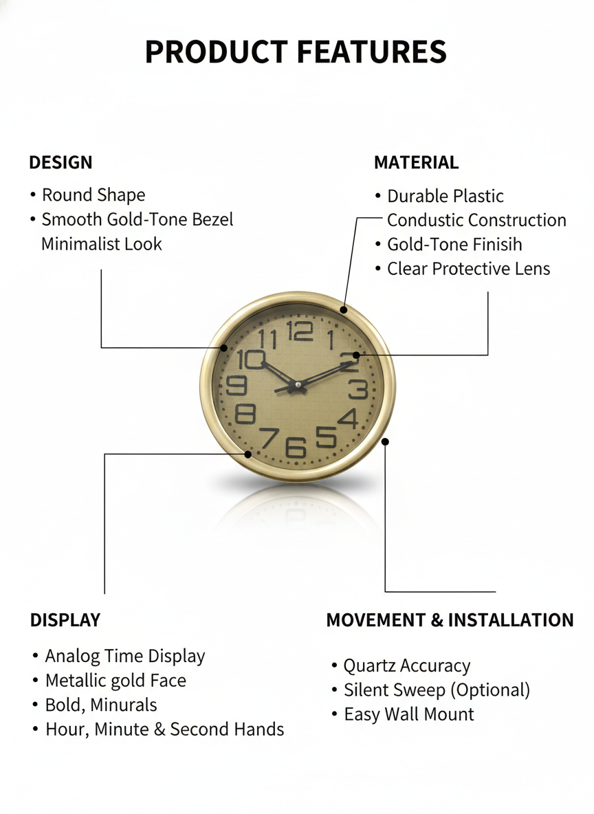 Elegant Round Shape Wall Clock