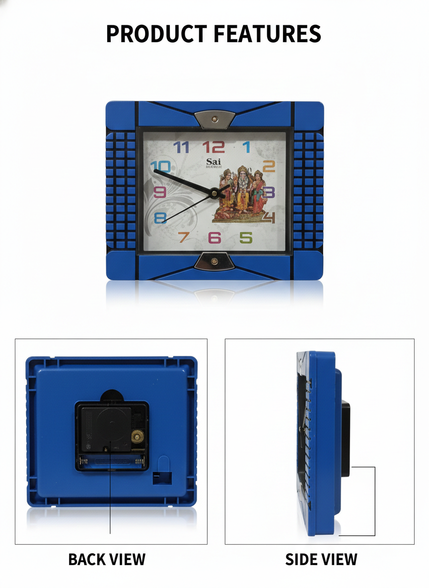 Square Analog Wall Clock with Quartz Movement