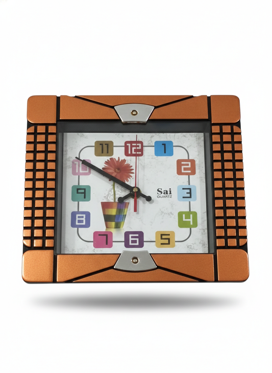 Modern Square Multicolor Dial Wall Clock
