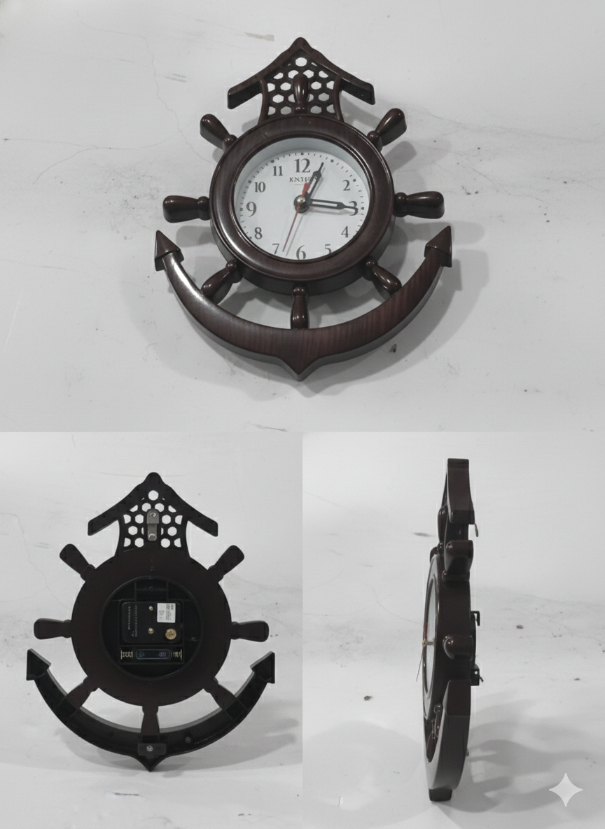 Nautical Anchor Ship Wheel Wall Clock