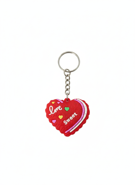 Red Heart “Love Sweet” Keychain for Couples | Cute Romantic Key Ring for Car, Bike & Bag