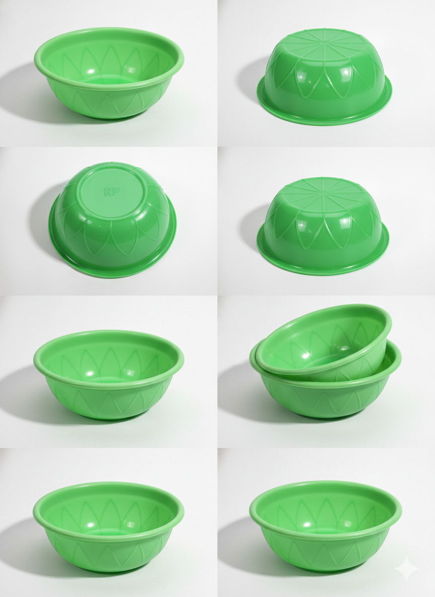 Multipurpose Plastic Bowl – Lightweight Green Kitchen Bowl for Mixing