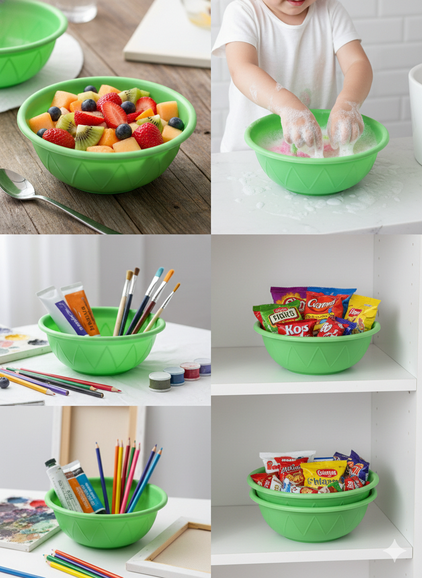 Multipurpose Plastic Bowl – Lightweight Green Kitchen Bowl for Mixing