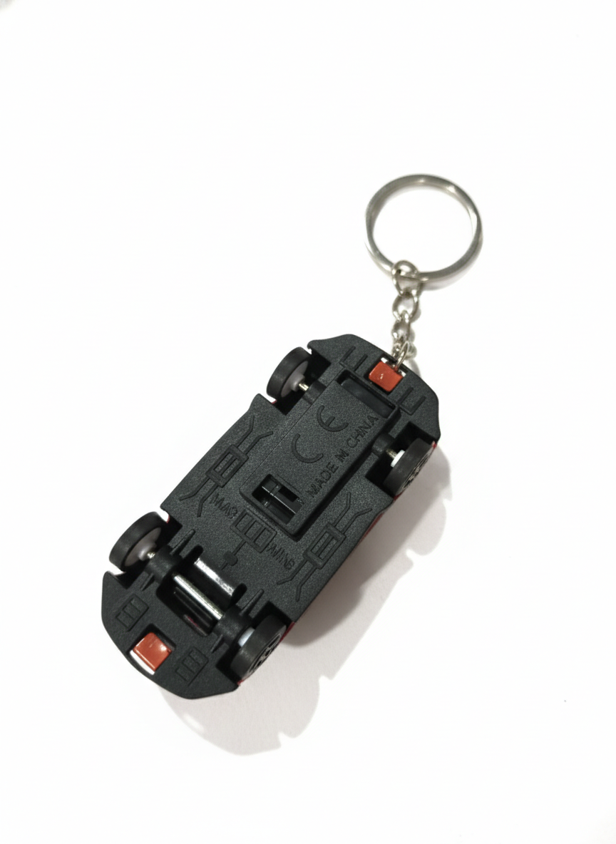 Red Sports Car Keychain Die-Cast Metal | Racing Car Key Ring for Men, Boys