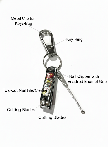 Nail Clipper Keychain with Metal Clip | Portable Nail Cutter with Foldable Nail File & Cleaner