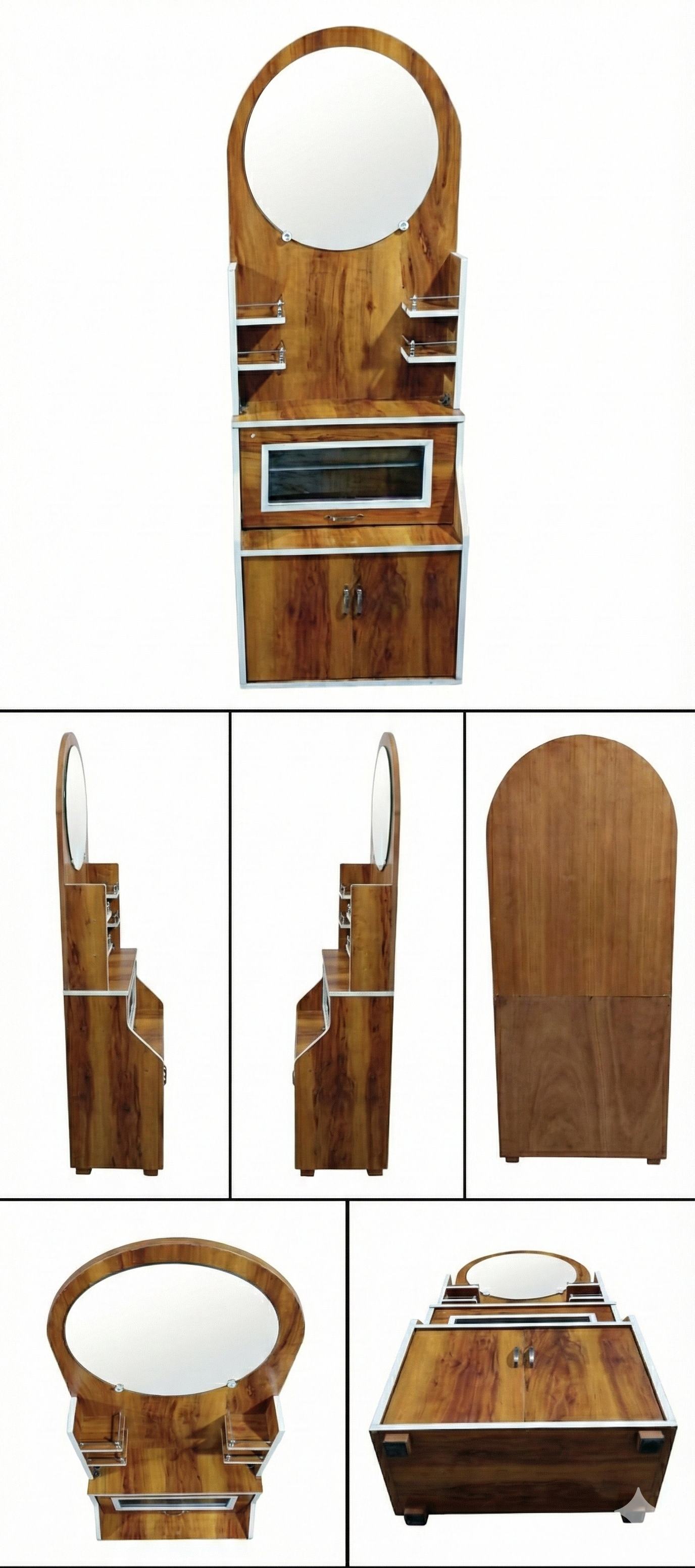 Wooden Dressing Table with Mirror & Storage Cabinet | Modern Makeup Table with Shelves & Drawer