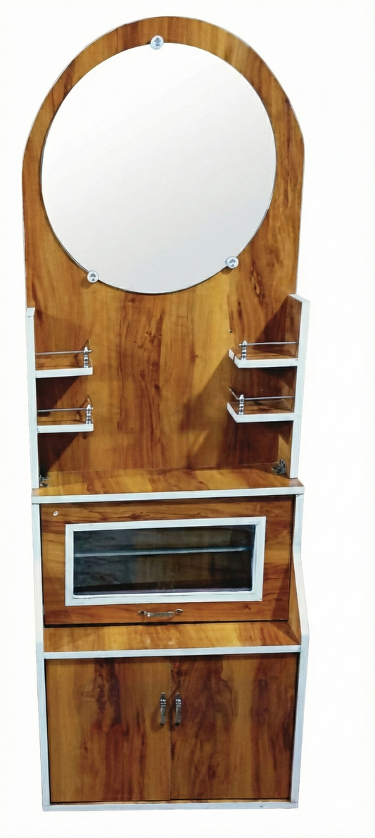 Wooden Dressing Table with Mirror & Storage Cabinet | Modern Makeup Table with Shelves & Drawer