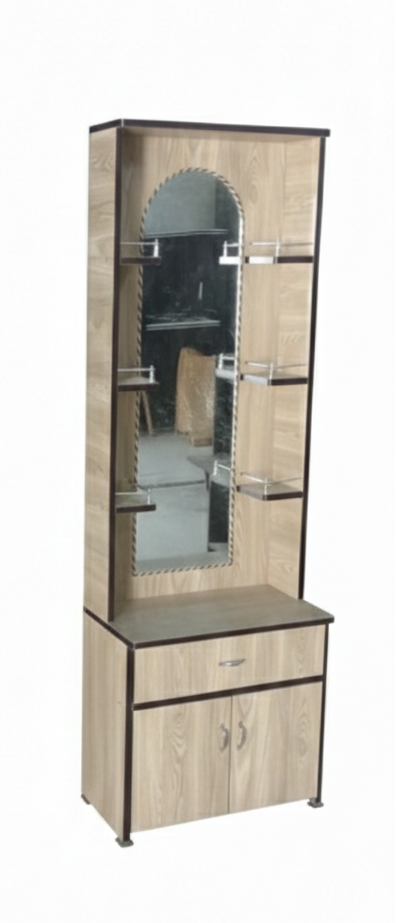 Modern Wooden Dressing Table with Mirror & Storage Cabinet