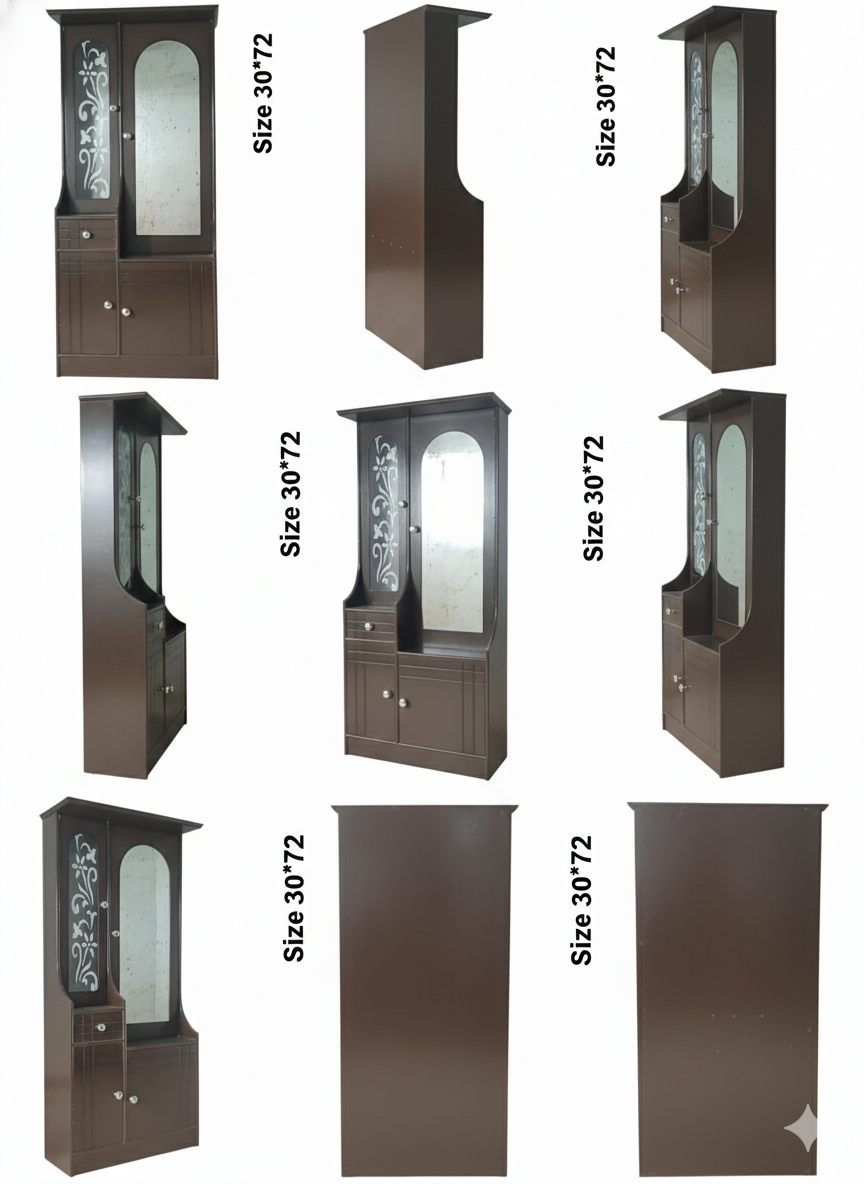 Modern Wooden Dressing Table with Full-Length Mirror & Storage