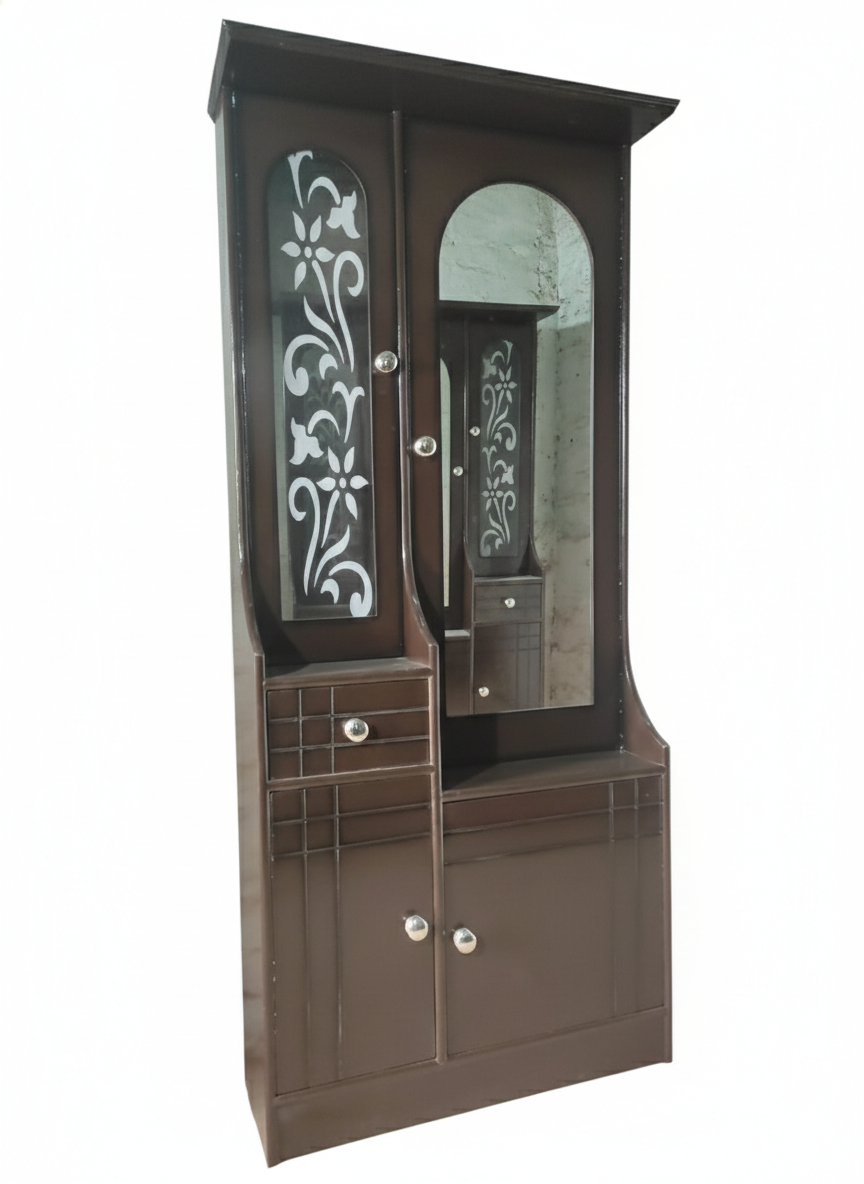Modern Wooden Dressing Table with Full-Length Mirror & Storage