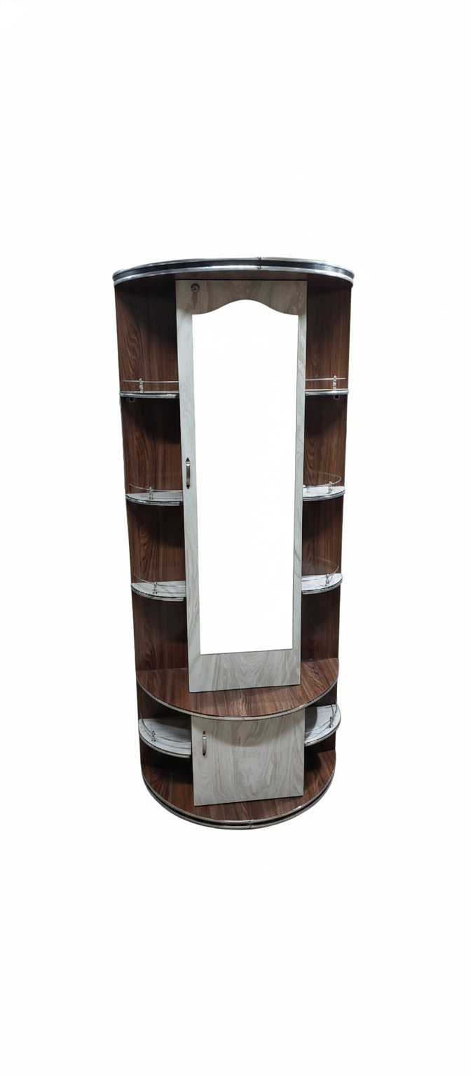 Modern Round Dressing Table with Mirror & Storage