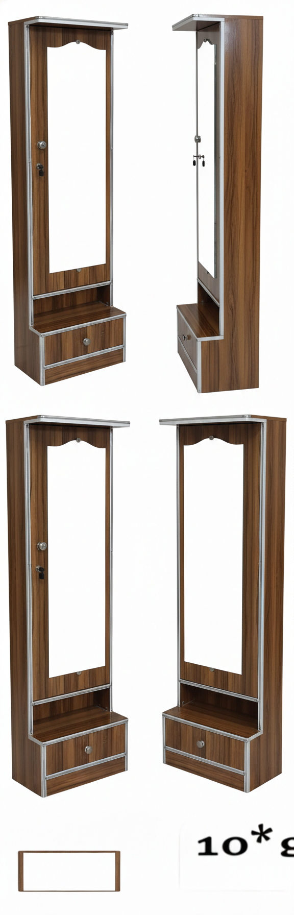Wooden Dressing Table with Full-Length Mirror & Storage | Modern Dressing Unit with Drawer & Lock | Space Saving Dressing Table for Bedroom