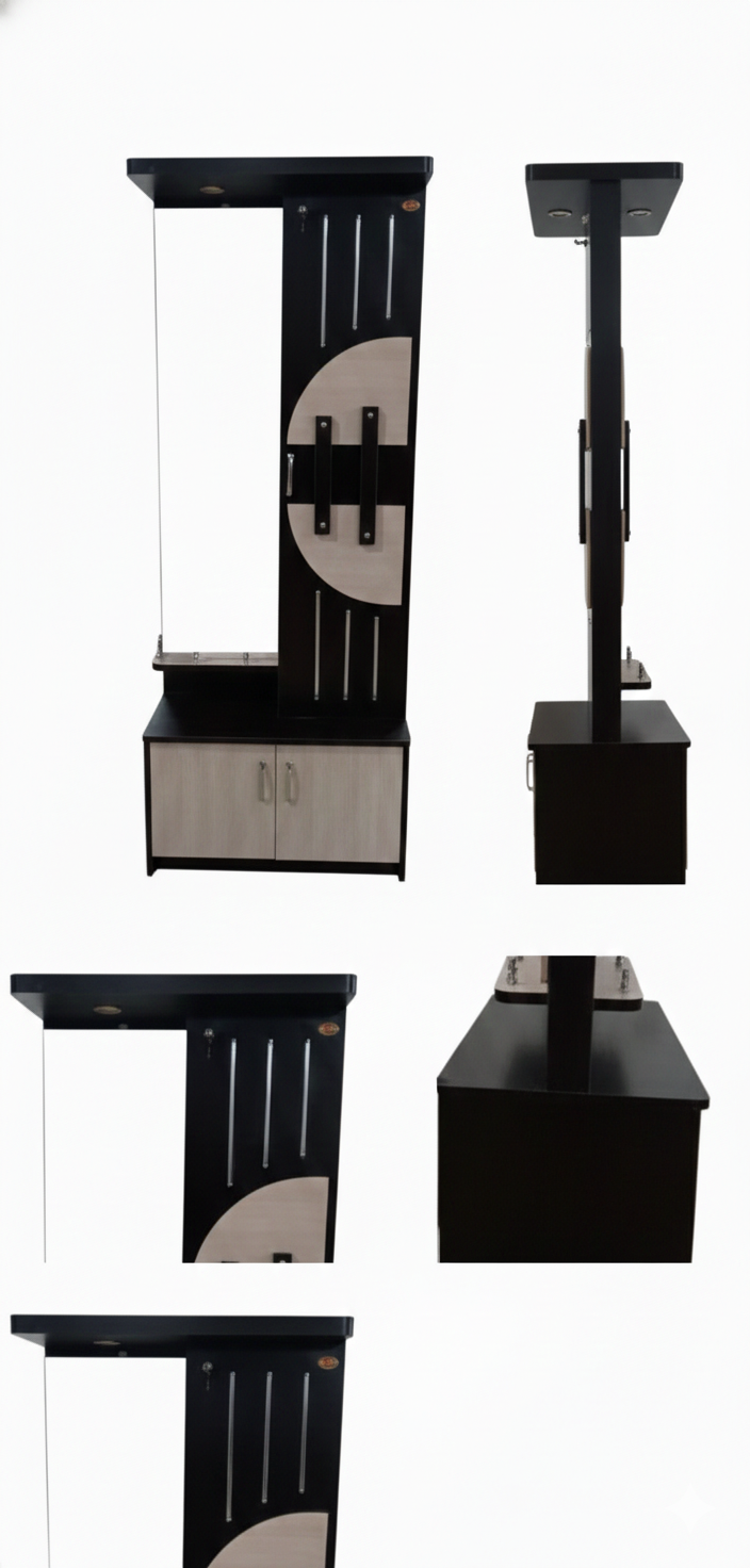 Modern Dressing Table with Mirror & Storage Cabinet | Wooden Vanity Table with Vertical Mirror
