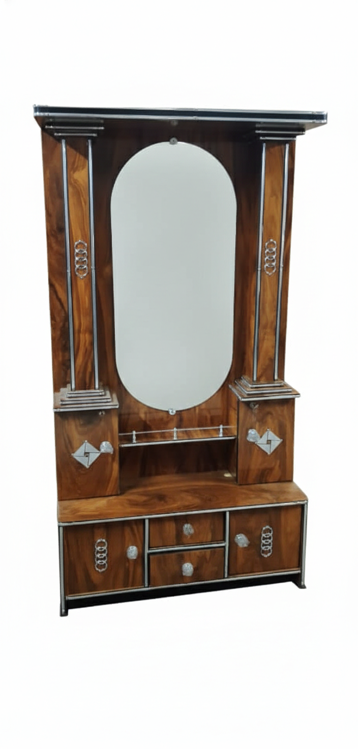 Luxury Wooden Dressing Table with Mirror | Large Ornate Dresser with Storage Drawers