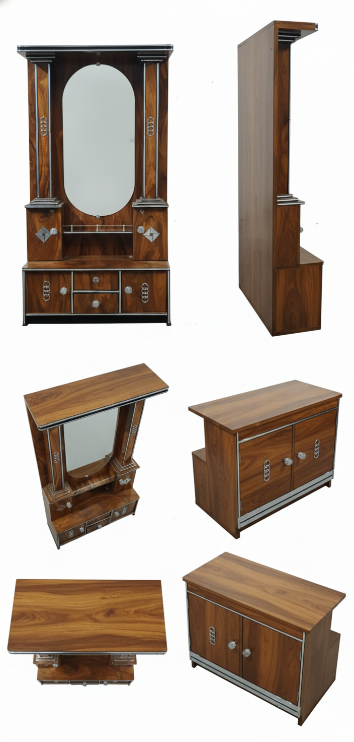 Luxury Wooden Dressing Table with Mirror | Large Ornate Dresser with Storage Drawers