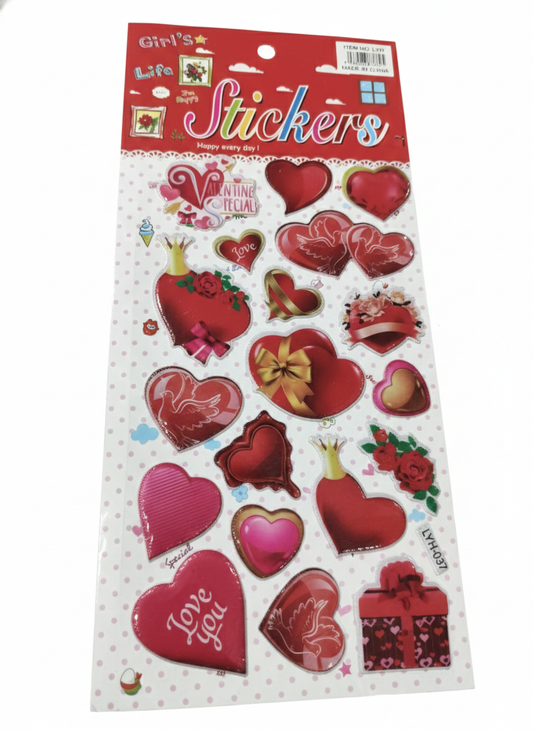 Valentine Puffy Heart Stickers – Cute 3D Love Stickers for Crafts & Gifts