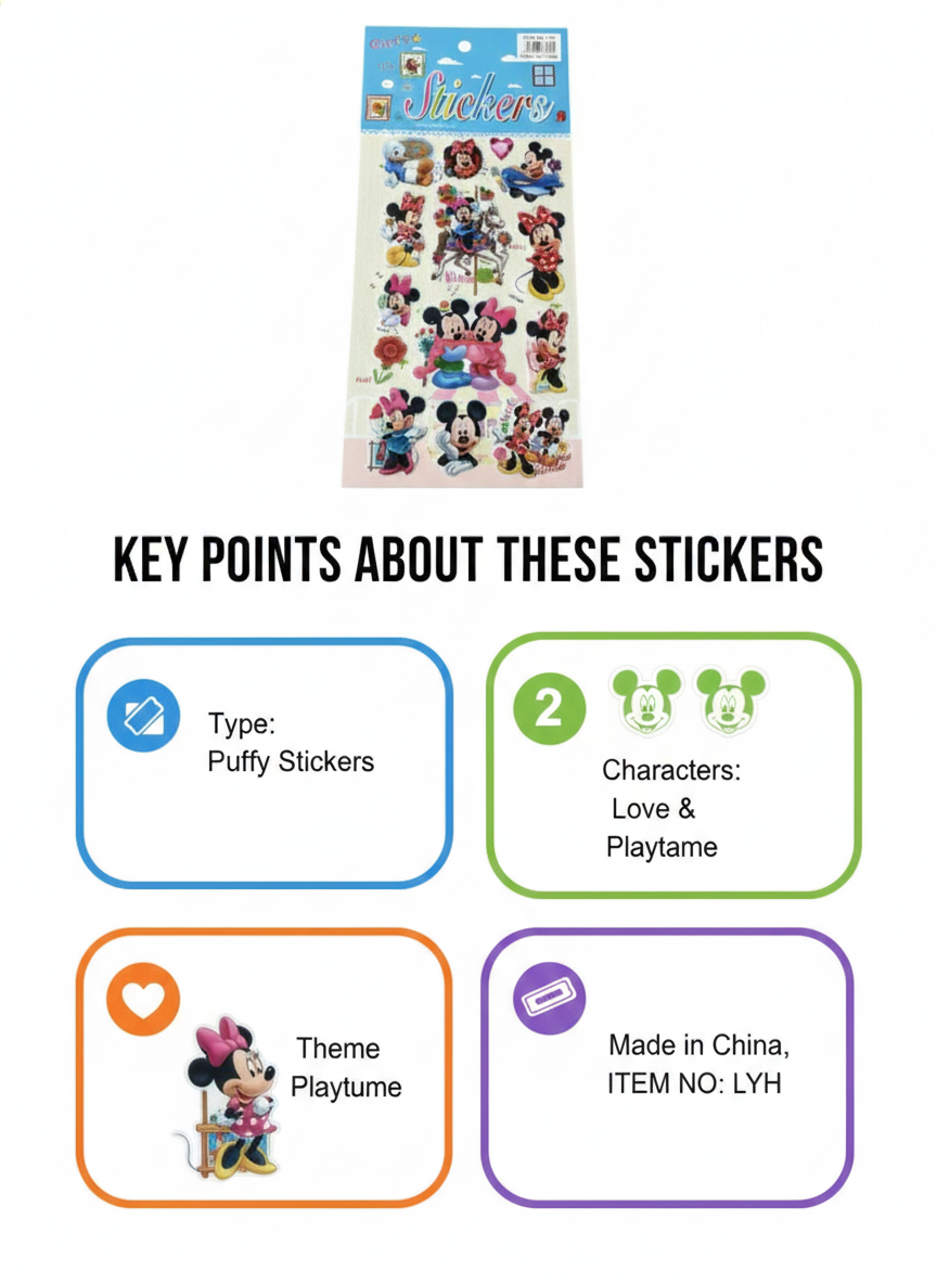 oft-touch raised stickers with colorful glossy finish.