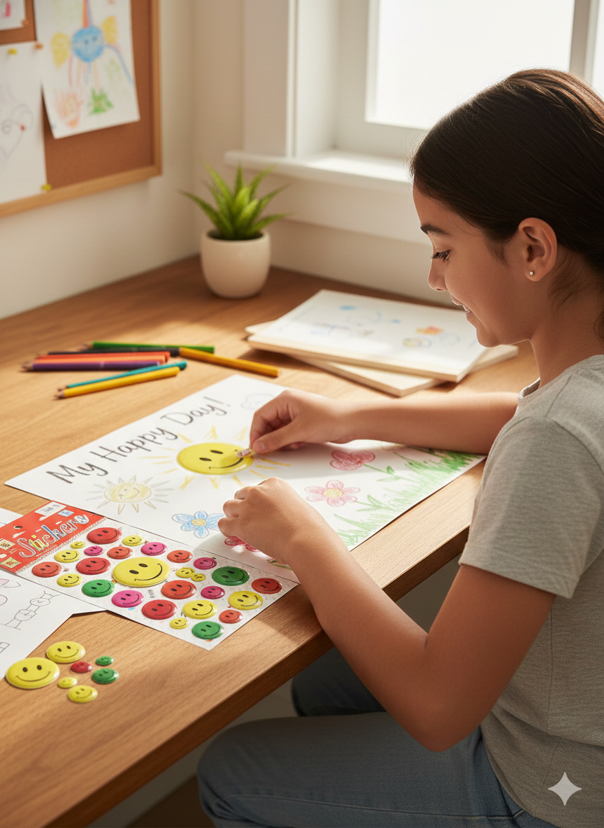 3D Smiley Face Reward Stickers for Kids