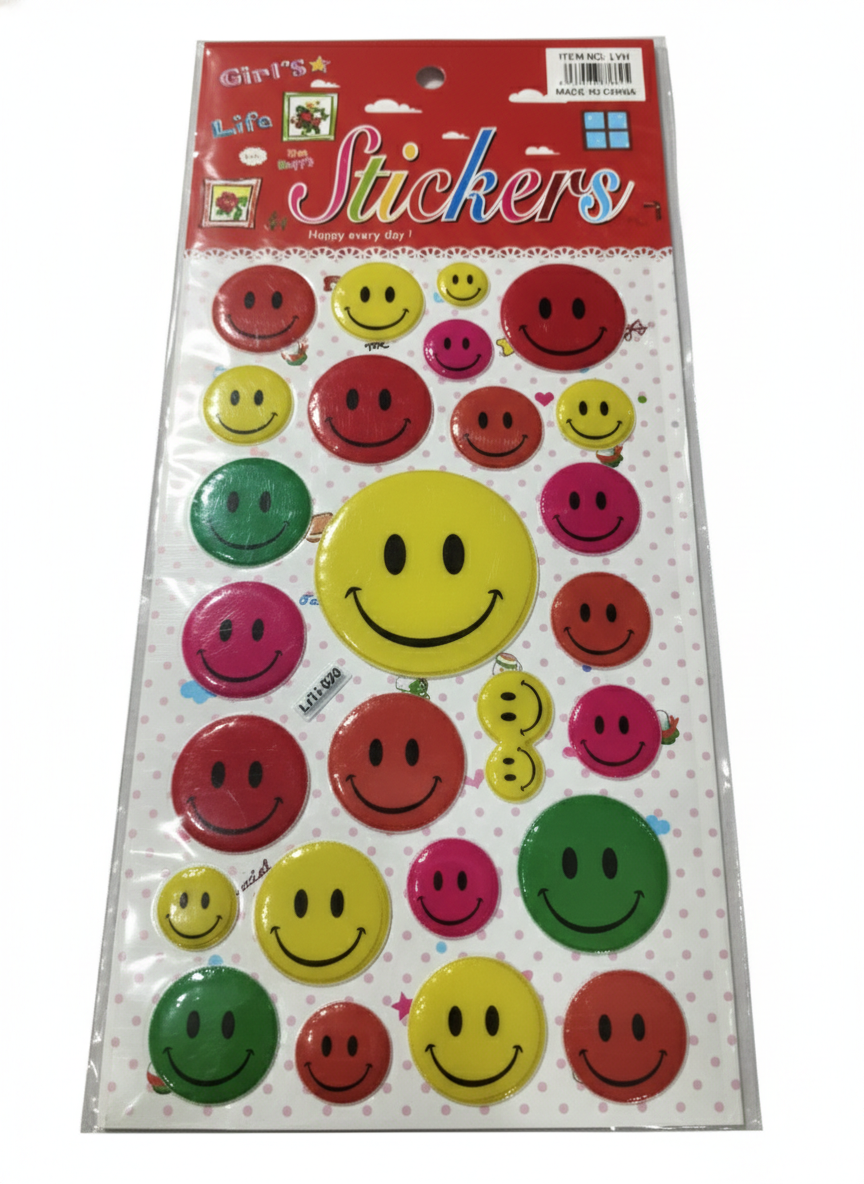 3D Smiley Face Reward Stickers for Kids