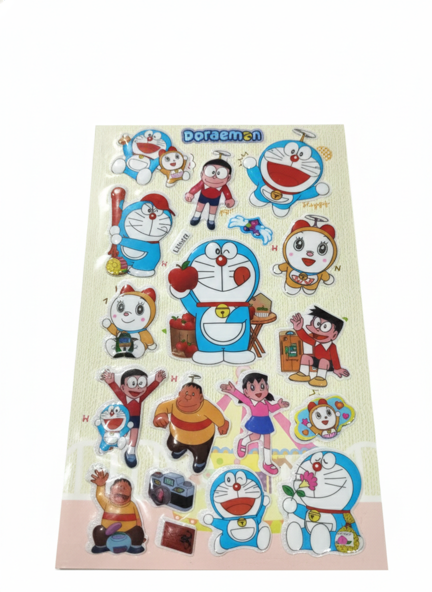 Doraemon Puffy 3D Stickers for Kids – Cute Anime Cartoon Sticker Sheet with Doraemon,