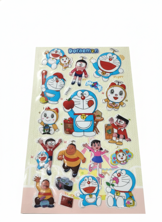 Doraemon Puffy 3D Stickers for Kids – Cute Anime Cartoon Sticker Sheet with Doraemon,
