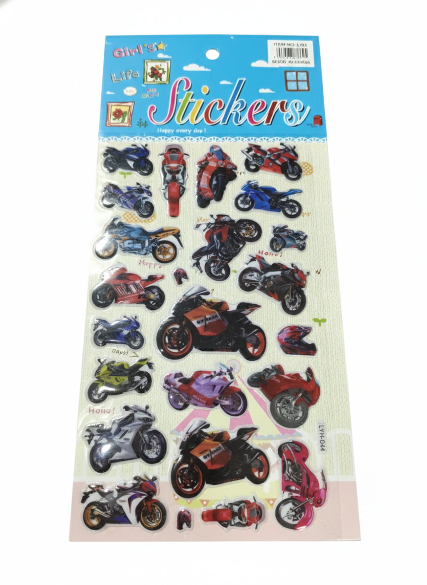 3D Puffy Motorcycle Stickers for Kids – Cool Sport Bike Sticker Sheet,