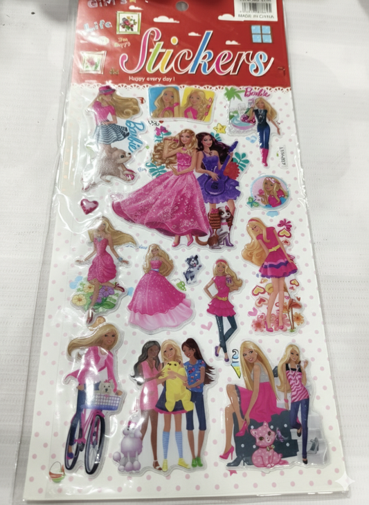 Barbie Puffy 3D Stickers for Kids – Cute Barbie Girl & Friends Sticker Sheet, Assorted Designs