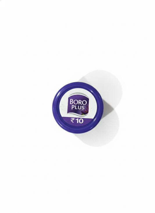 Boro Plus Antiseptic Cream Lid – Purple Plastic Cap with Brand Logo and ₹10 Label