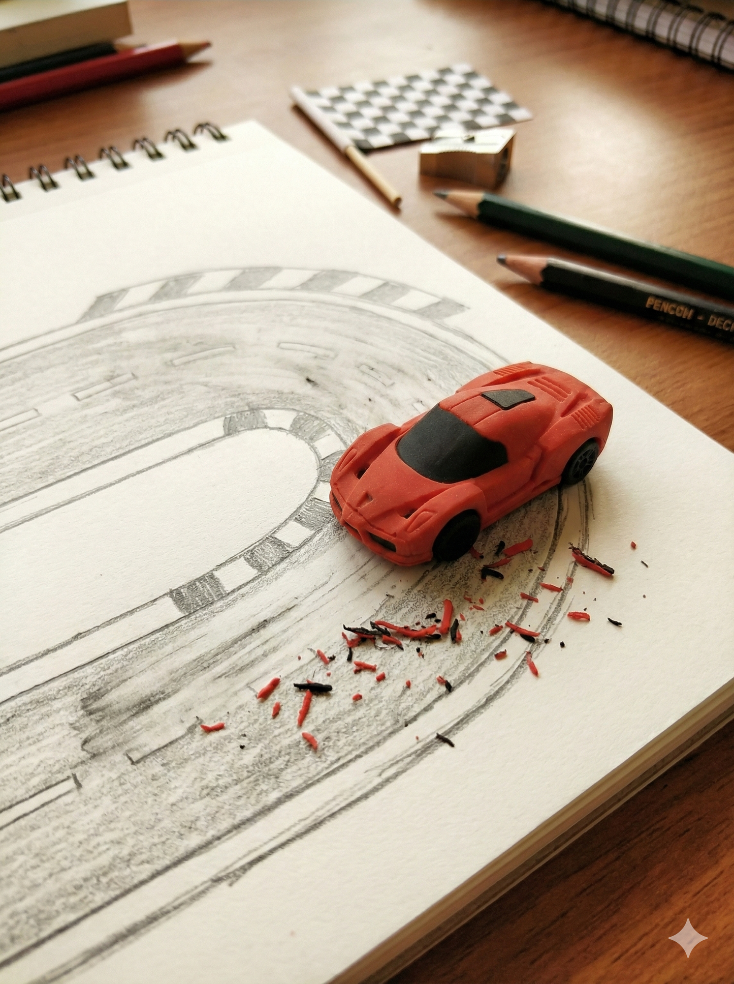 3D Sports Car Eraser for Kids | Red Racing Car Shape Pencil Eraser |
