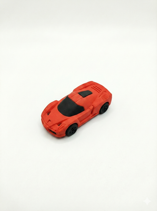 3D Sports Car Eraser for Kids | Red Racing Car Shape Pencil Eraser |