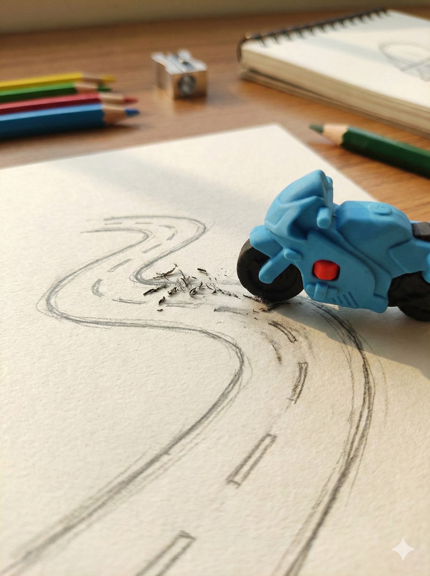 3D Motorcycle Eraser for Kids | Blue Bike Shape Pencil Eraser