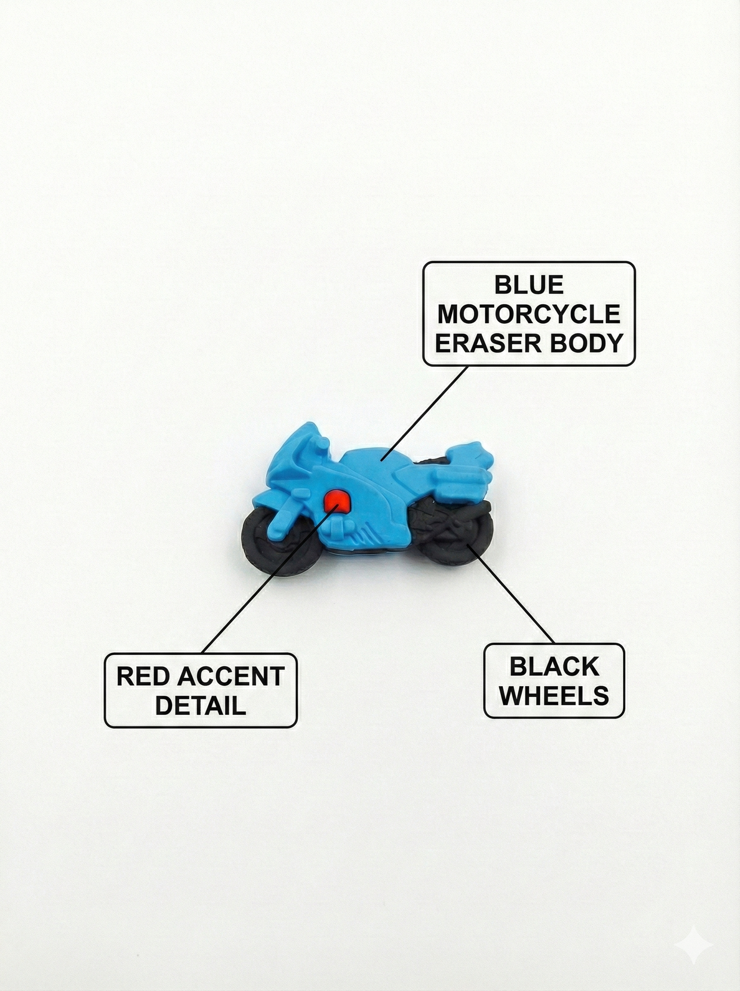 3D Motorcycle Eraser for Kids | Blue Bike Shape Pencil Eraser