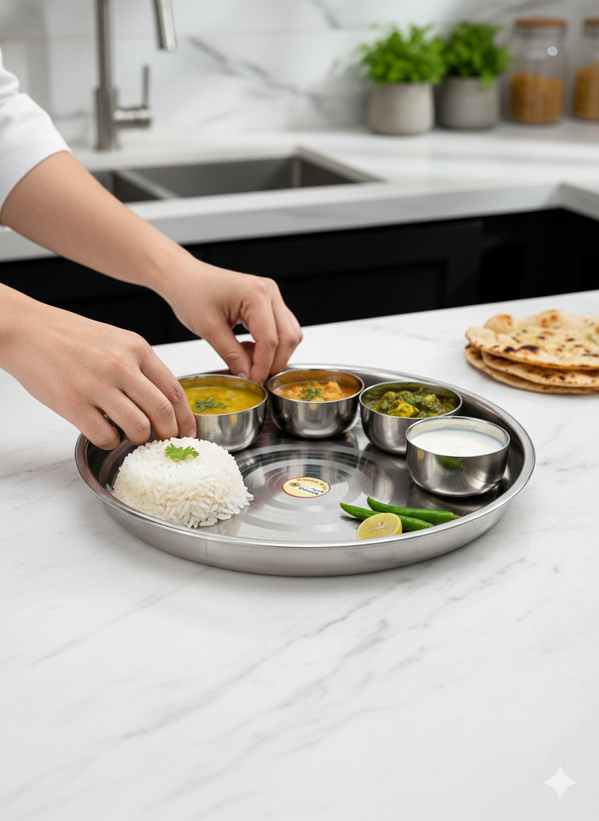 12 Inch Stainless Steel Plate (30 cm) | Food-Grade Steel Thali single peace