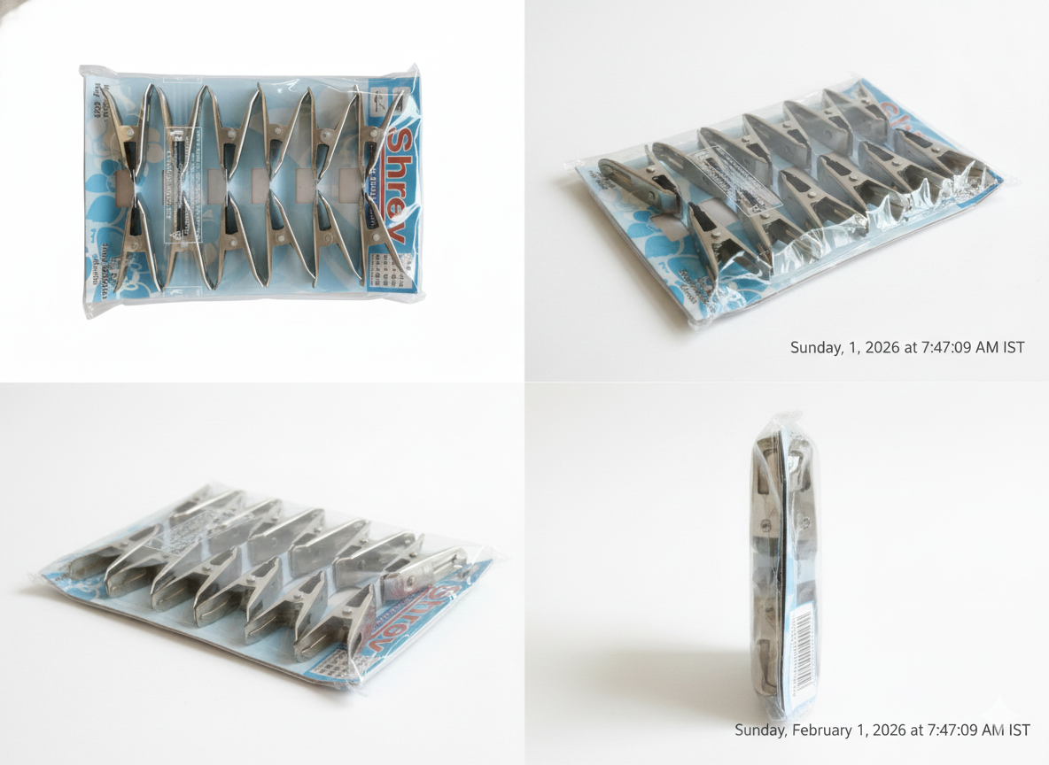 Stainless Steel Heavy Duty Clips – 12 Pack Strong Grip Metal Cloth Clips