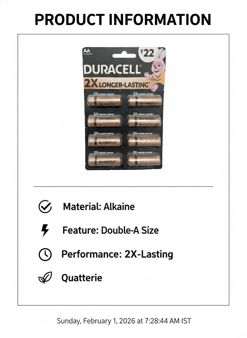 Duracell AA Alkaline Batteries 1 Pack | 2X Longer Lasting Double A Battery