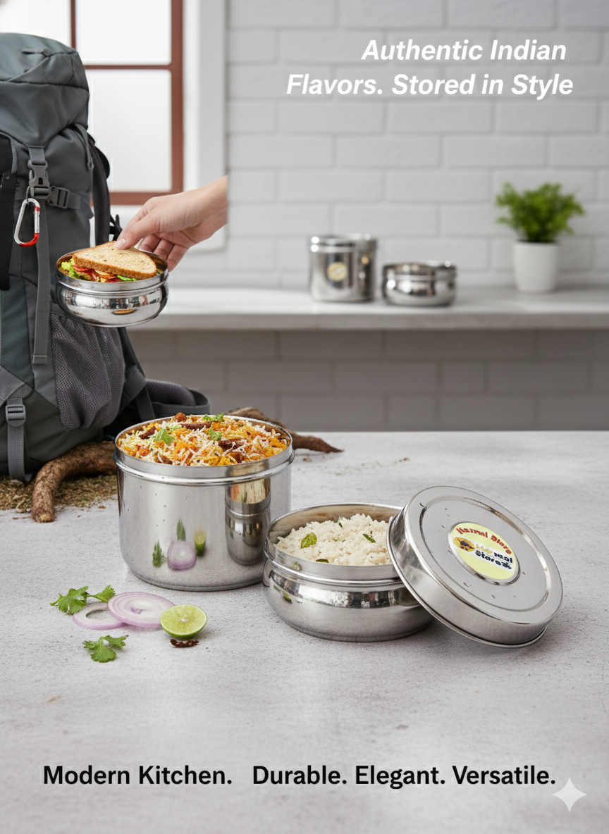Stainless Steel Storage Container with Lid | Multipurpose Kitchen Bowl & Jar