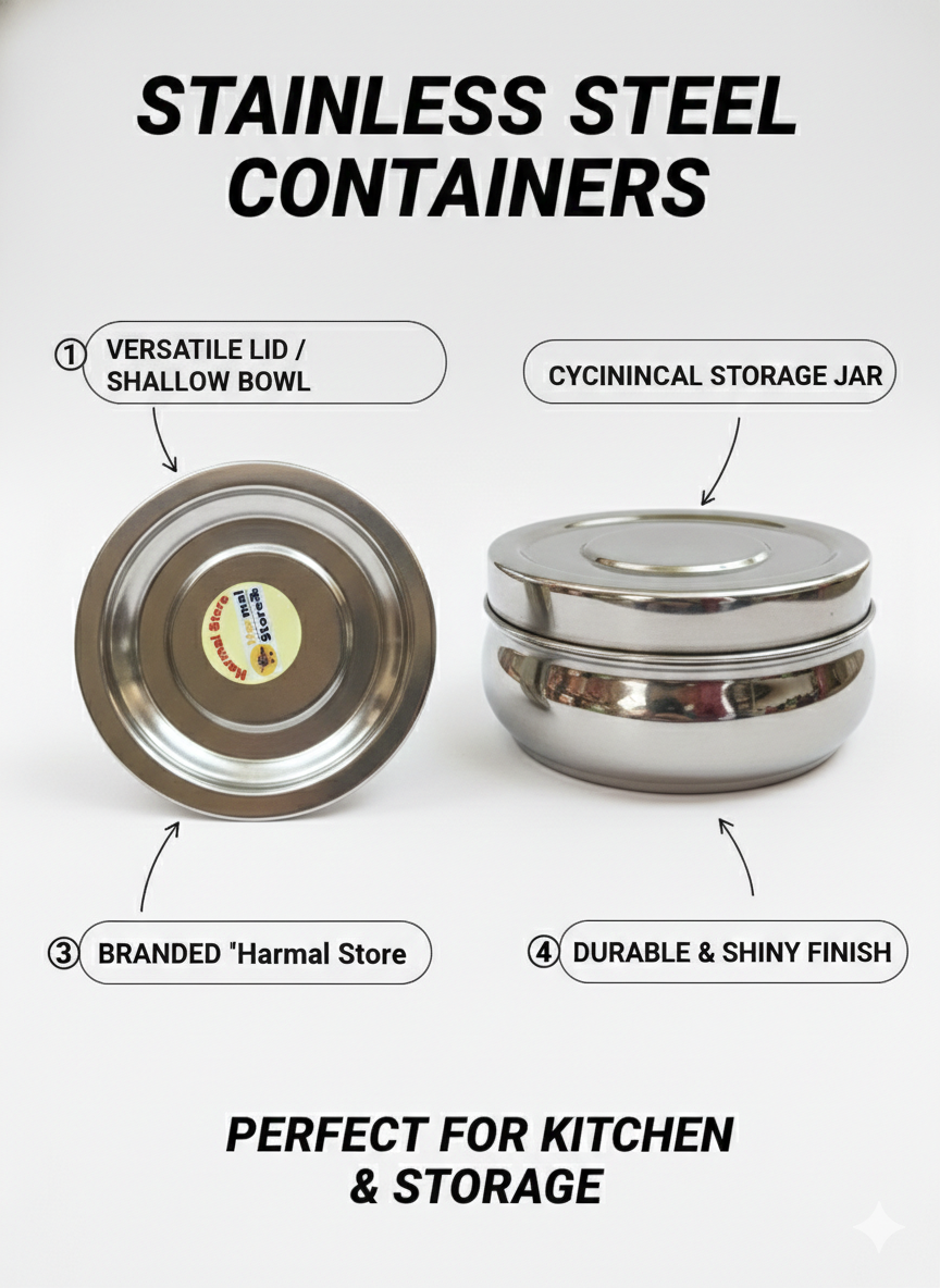 Stainless Steel Storage Container with Lid | Multipurpose Kitchen Bowl & Jar