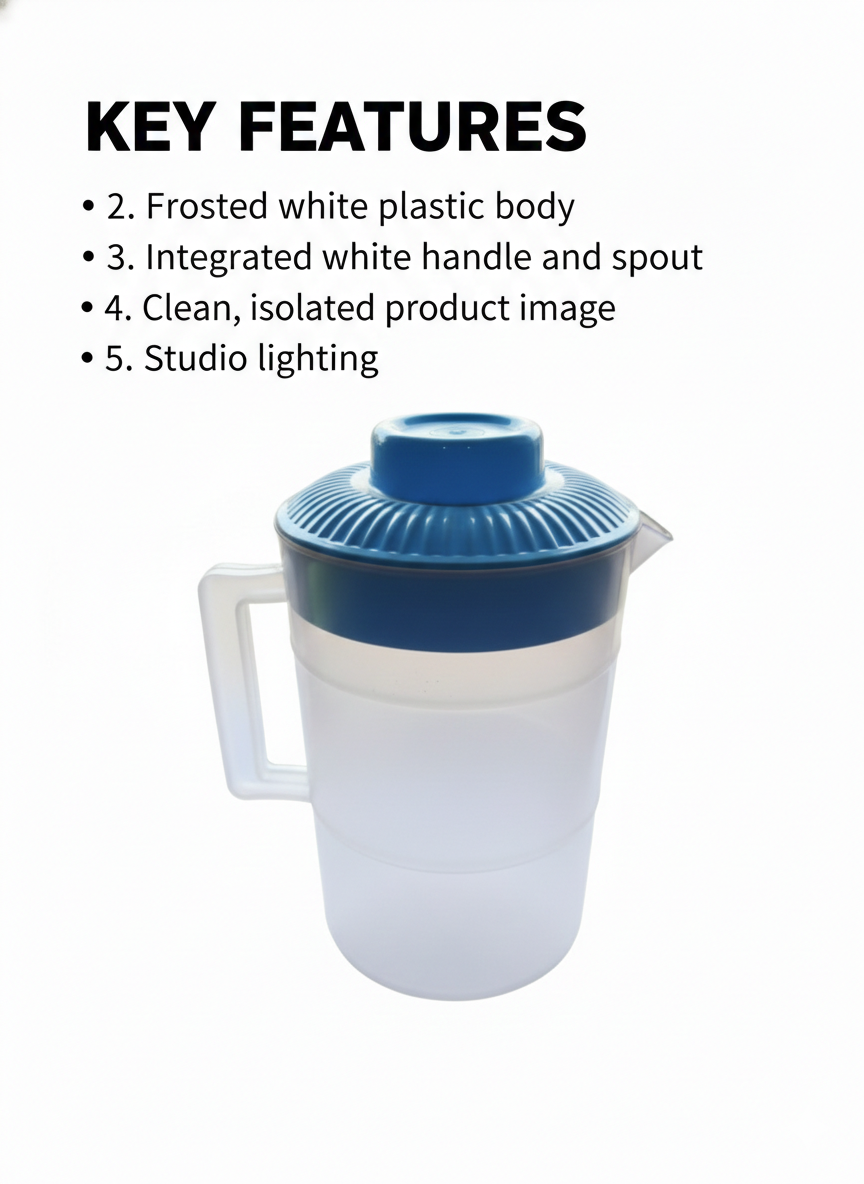 Plastic Water Jug with Lid & Handle,